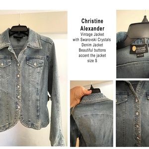 CHRISTINE ALEXANDER Swarovski Crystals Denim Jacket